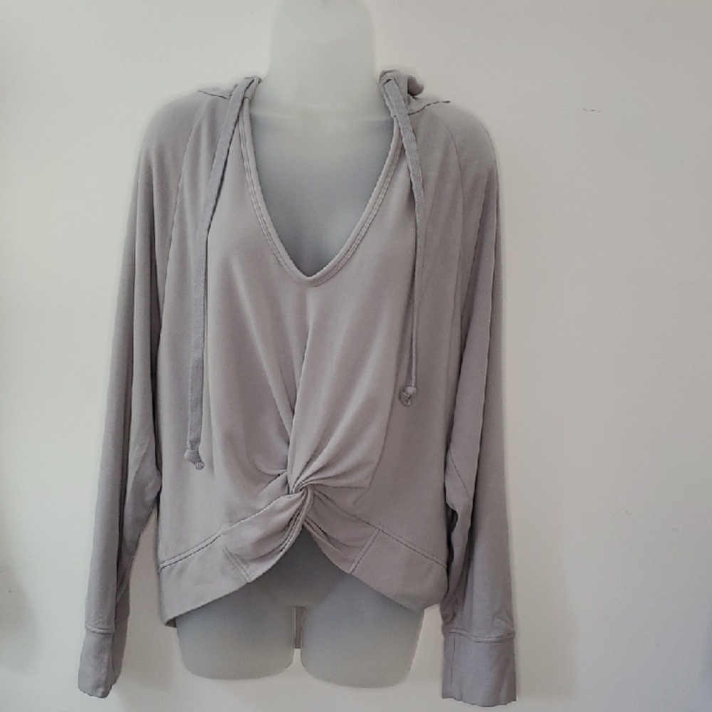 Fabletics Soft Gray Twist Front Hoodie